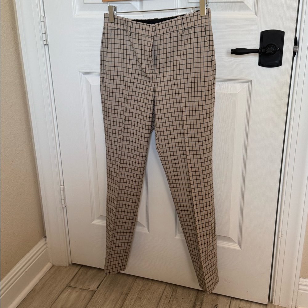 Theory Testra Wool Blend Windowpane Plaid Ankle Pant Size 0